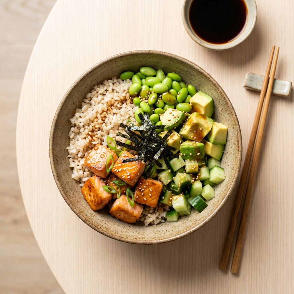 Salmon and Avocado Rice Bowl