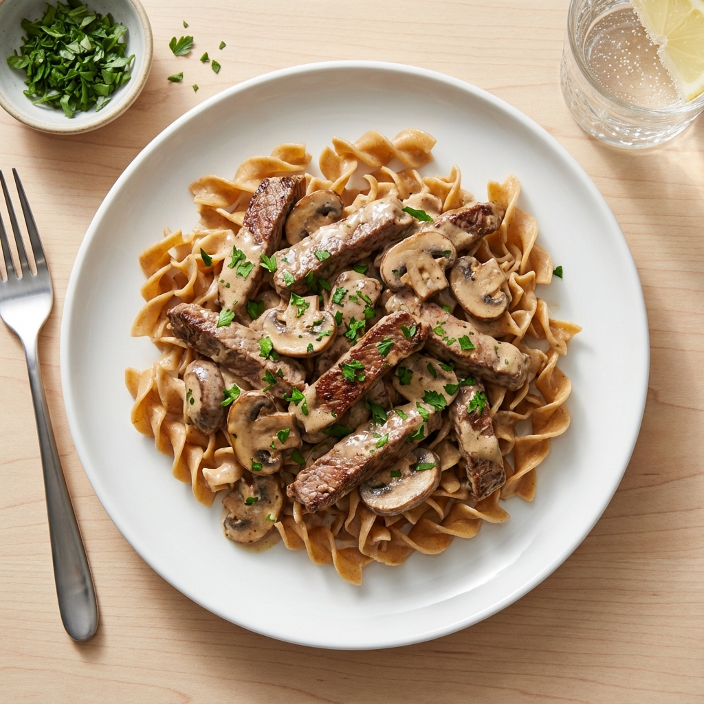 Lean Creamy Beef Stroganoff