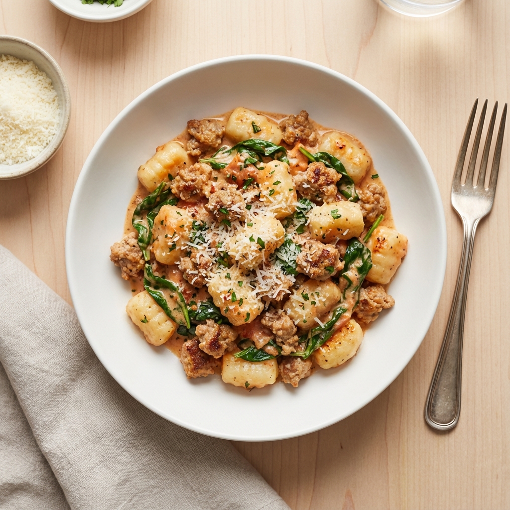 Creamy Turkey Sausage and Gnocchi Skillet