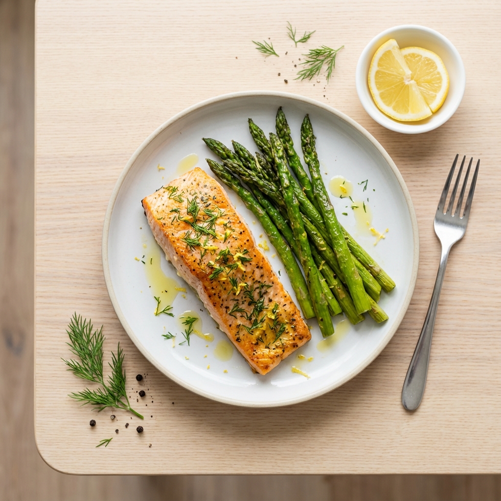 Lemon Herb Air Fryer Salmon with Asparagus