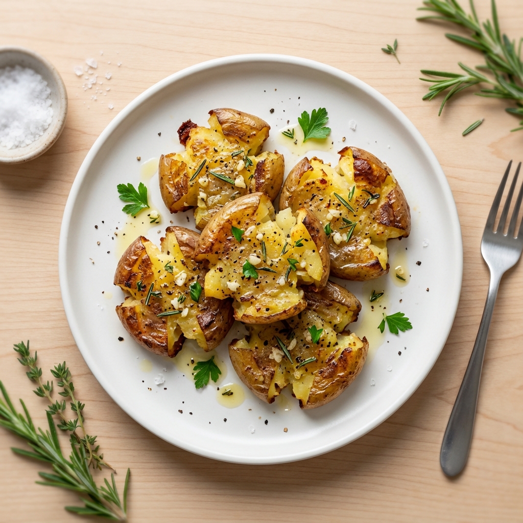 Crispy Herb Roasted Smashed Potatoes