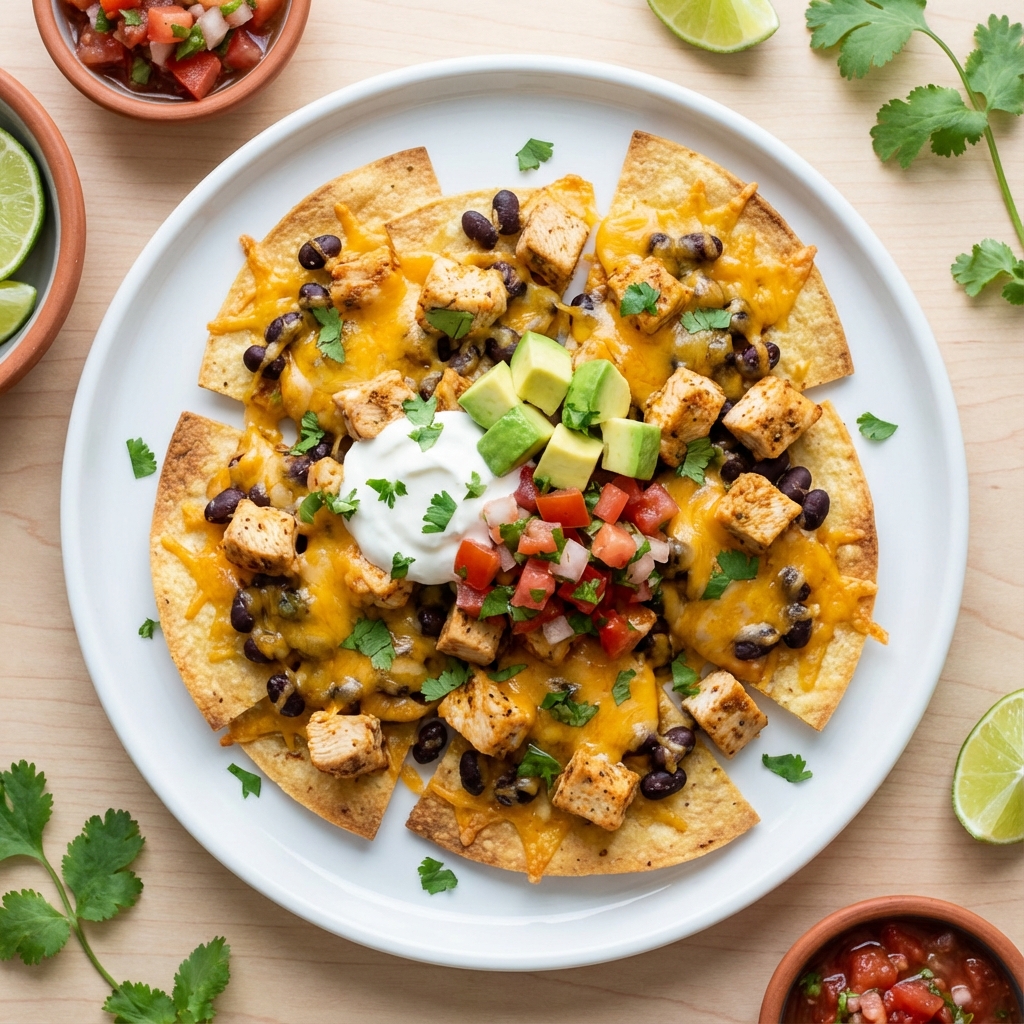 Sheet Pan Chicken and Black Bean Nachos