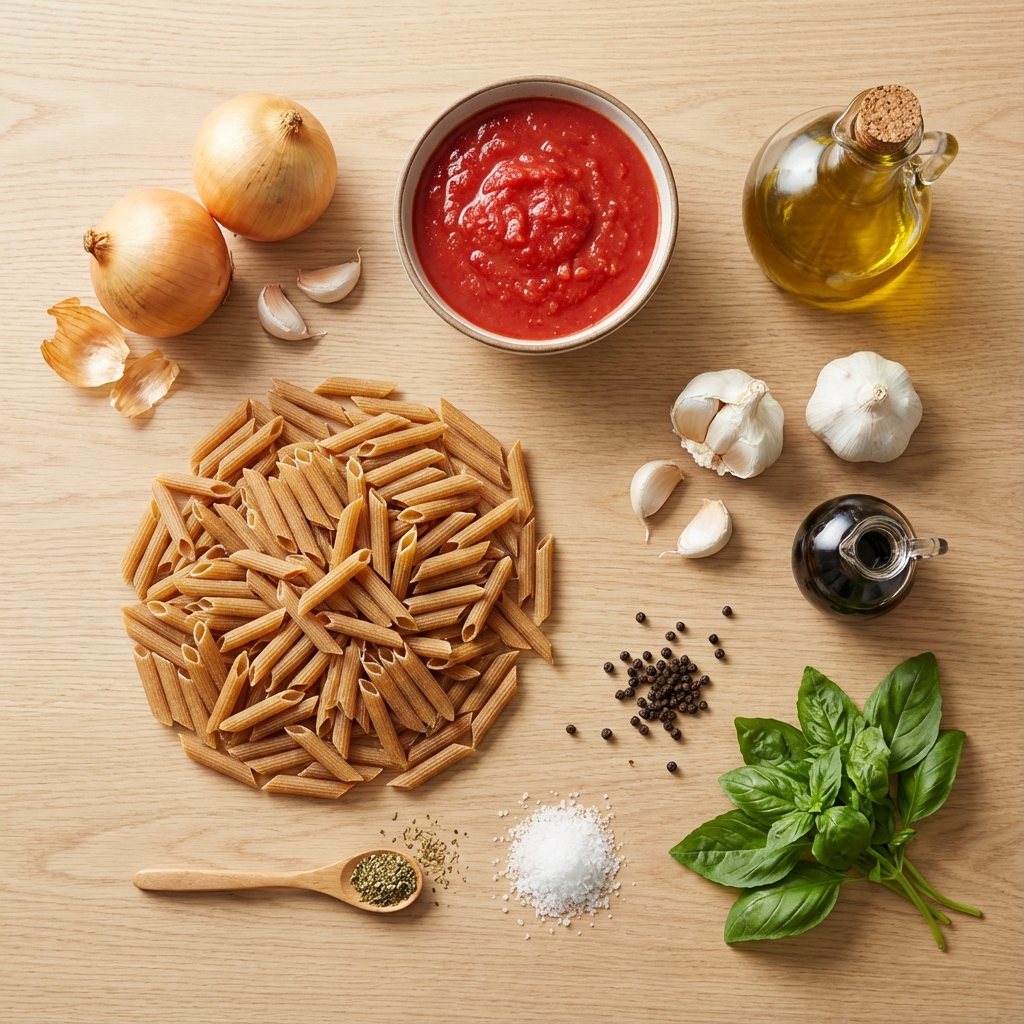 Whole Wheat Pasta with Caramelized Onion and Tomato Sauce photo 2