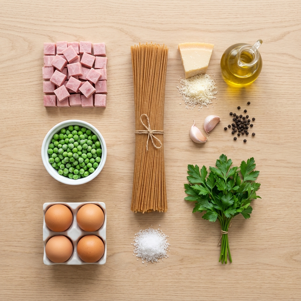 Whole Wheat Ham and Pea Carbonara photo 2