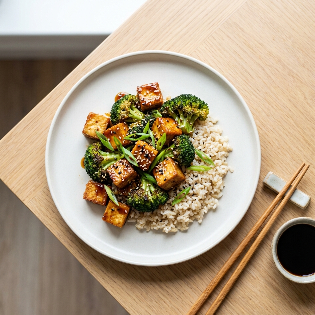 Baked Sesame Tofu and Broccoli