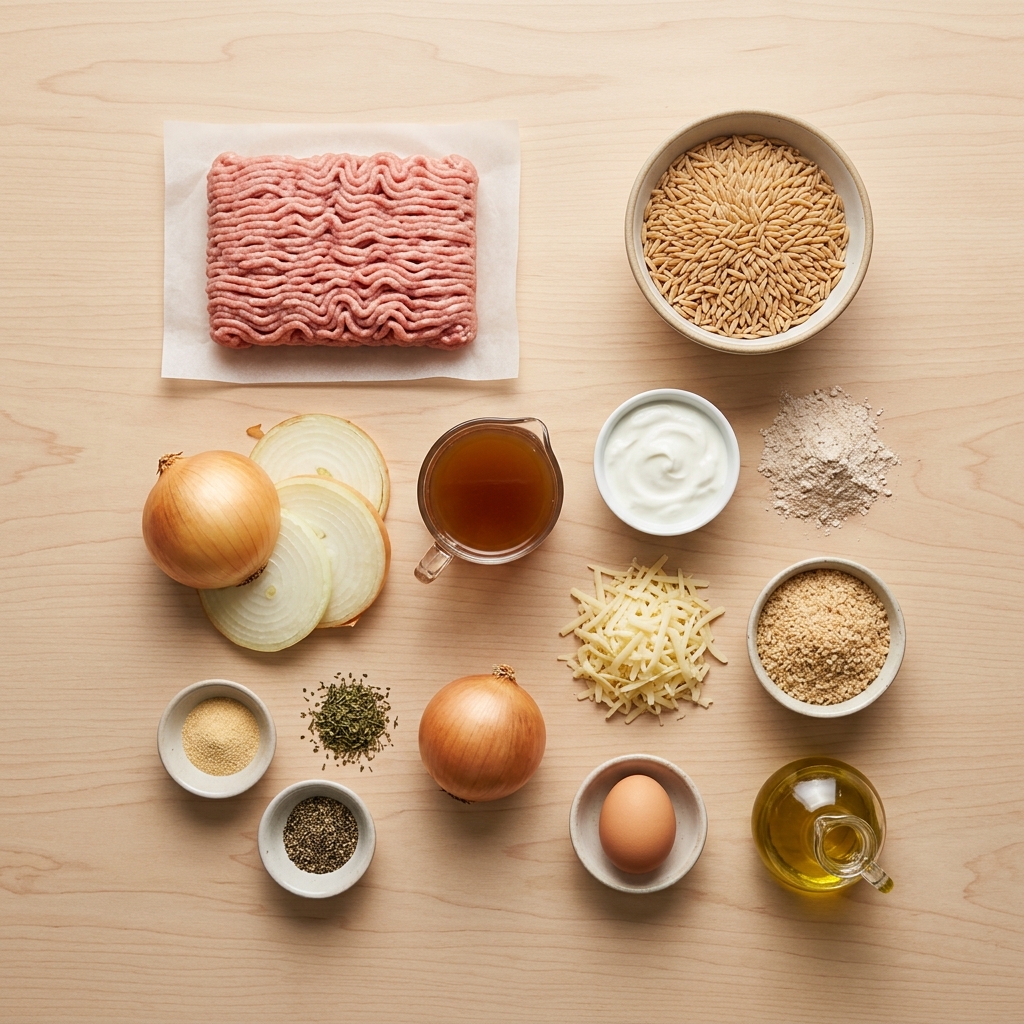 French Onion Turkey Meatballs with Whole Wheat Orzo photo 2