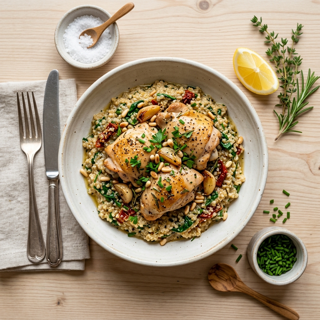 Garlic-Infused Chicken on Creamy Quinoa photo 1