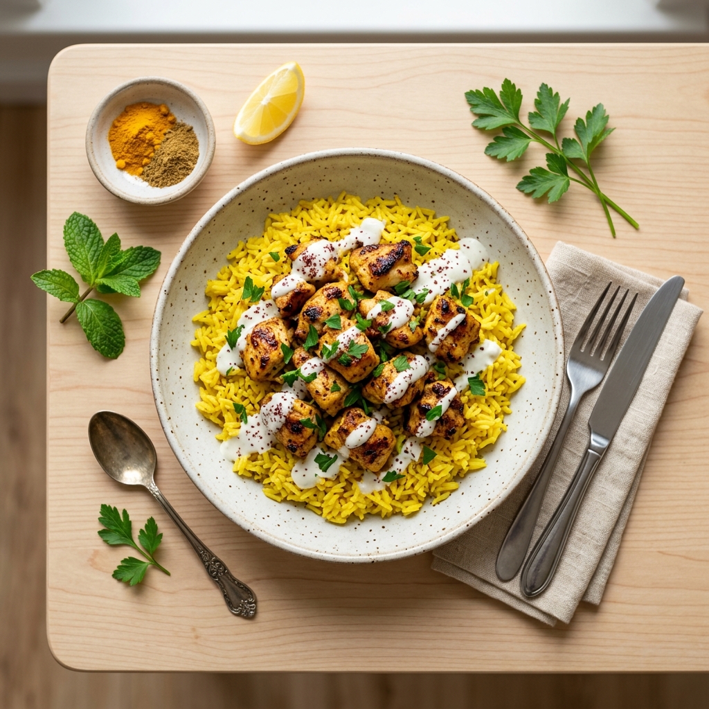 Grilled Halal-Style Chicken and Turmeric Rice photo 1